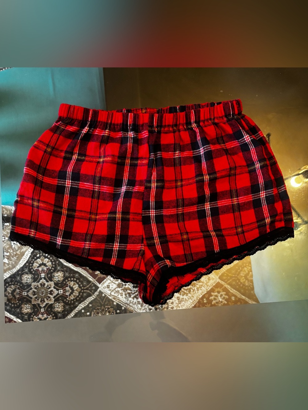 Cider Red and Black Plaid PJ Shorts